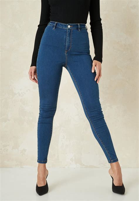 blue vice belt loop skinny jeans missguided
