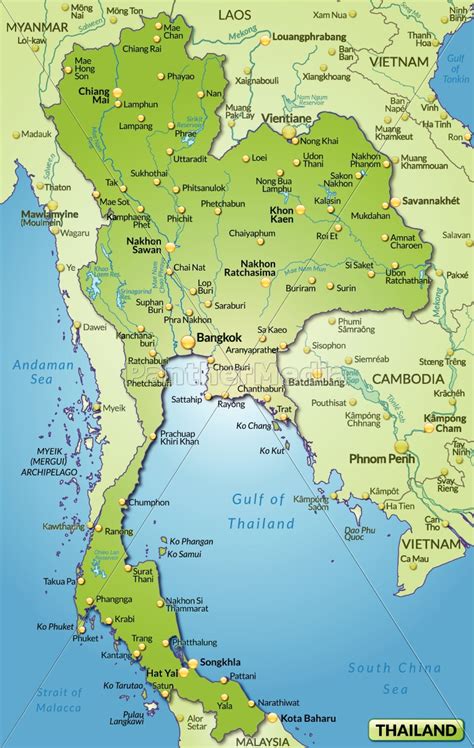 map  thailand   overview map  green royalty  image