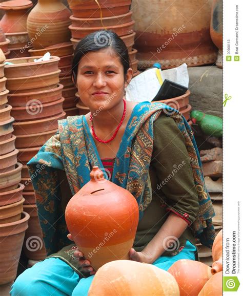 Girl Selling Pottery Kathmandu Nepak Editorial Stock