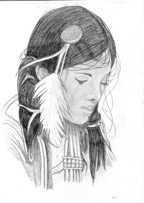 Indian Girl Native American Drawing Painting Of Girl Native
