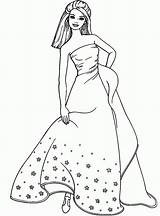 Coloring Barbie Cartoon Pages Gown Ball Popular Ages sketch template