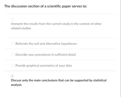solved  discussion section   scientific paper serves cheggcom