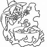 Ausmalen Hexe Zaubertrank Ausmalbilder Trank Teuflischen Bereitet Witch Hellokids Potion Kristallkugel Guckt sketch template