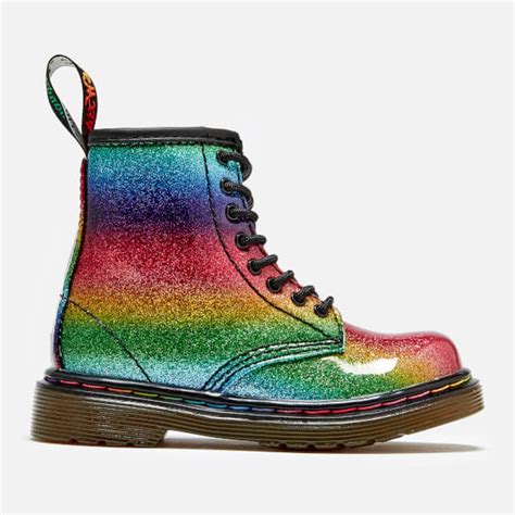 dr martens toddlers  ombre glitter patent  eye boots rainbow junior clothing thehutcom