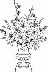 Coloring Flower Vase Bouquet Lily Color sketch template