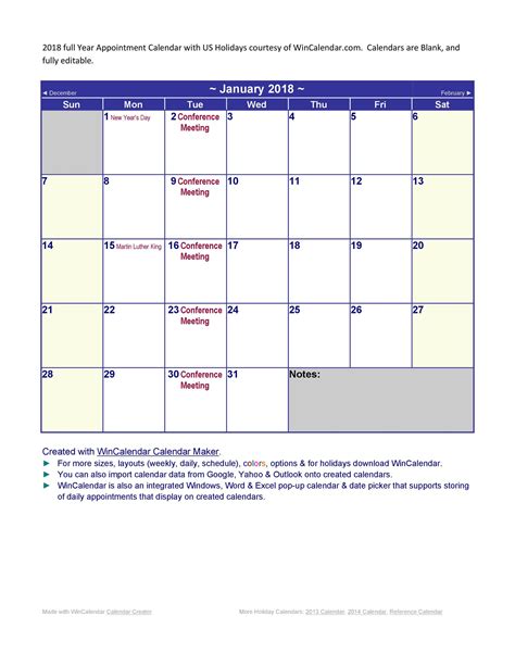 appointment calendar template