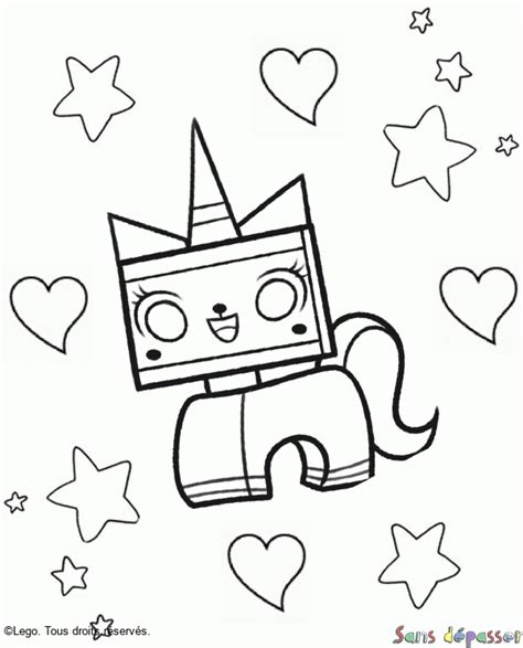 coloriage unikitty la licorne lego sans depasser