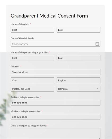 printable medical consent form  grandparents