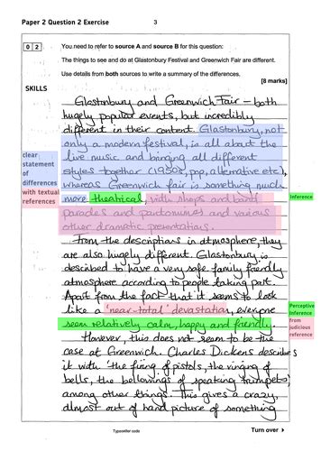 aqa english language paper  marked  annotated exam responses