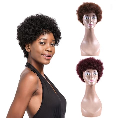 cheap human hair wigs hair extensions afro kinky curly  short bob wigs  black women