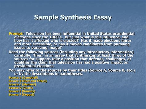 sample synthesis essay question
