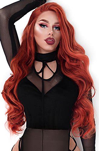 Synthetic Lace Front Long 26″ Body Wave Wig Party Collection Red