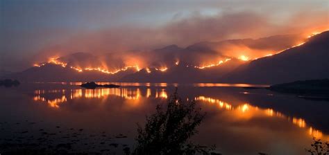 photo   lochailort wildfire burning   lake   scottish