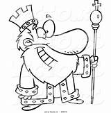 King Cartoon Coloring Outlined Friendly Leishman Ron Vector Clipart Outline Royalty Stock sketch template