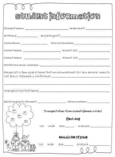 student profile sheet template printable worksheets pinterest