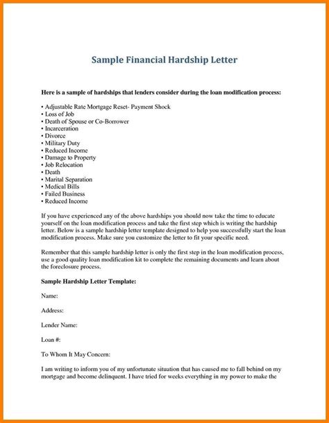 hardship letter  mortgage loan modification lettering financial
