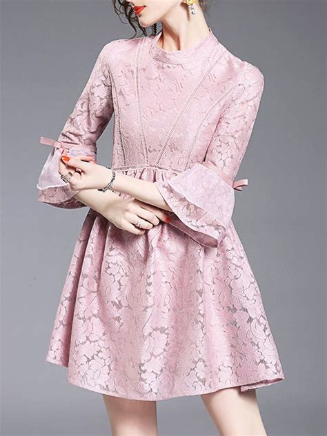 shop pink contrast organza lace dress  shein offers pink