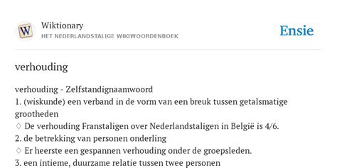 verhouding de betekenis volgens nederlandstalige wikiwoordenboek