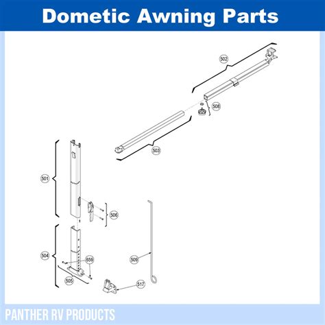 dometic ae  tall awning arm hardware parts breakdown