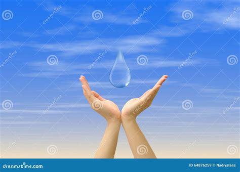 hand holding water drop stock image image  cupped