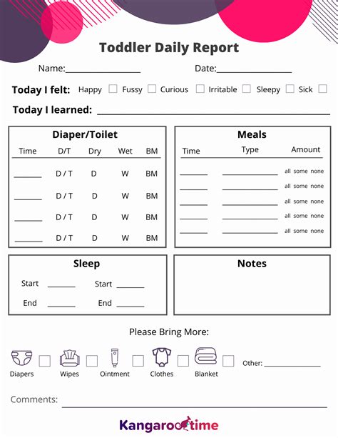 infant daily report  printable printable word searches