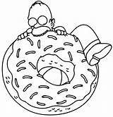 Coloring Donut Pages Simpsons Homer Kids sketch template