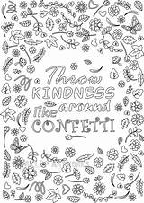 Coloring Kindness Adult Confetti Printable Pages Throw Around Grown Ups Quote Flower Etsy Blank Template Adults Sheets Doodle Printables Sold sketch template