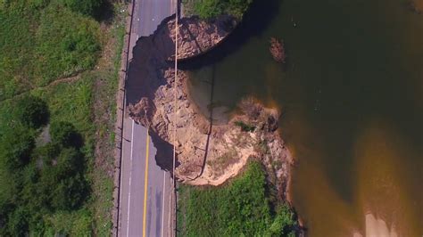 drone video flood damage  red river bridge  hwy  texas oklahoma border youtube