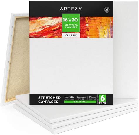arteza stretched canvas classic white  large blank canvas