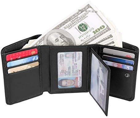 augus trifold leather wallet  man rfid blocking wallet  double