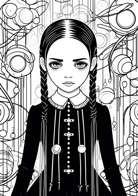mystical wednesday addams coloring pages wednesday addams coloring