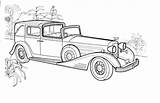 Cadillac Coloring Car Pages Town Cars Color Silhouettes Old Drawing Classic sketch template