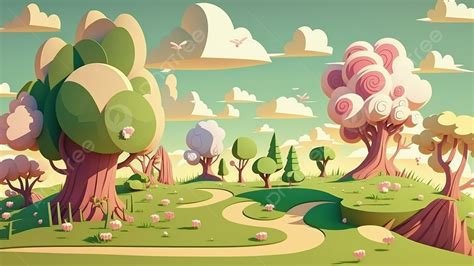 landscape cute cartoon children illustration background landscape