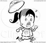 Girl Scared Running Cartoon Clipart Coloring Safari Thoman Cory Outlined Vector Royalty sketch template