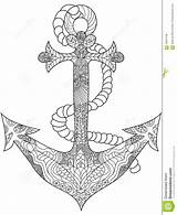 Anchor Coloring Adults Vector Adult Zentangle Illustration sketch template