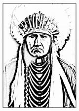 Native Coloring American Pages Indian Adult Chief Printable Adults Indians Americans Drawing Book Color Warrior Print Sheets Colouring Getcolorings Drawings sketch template