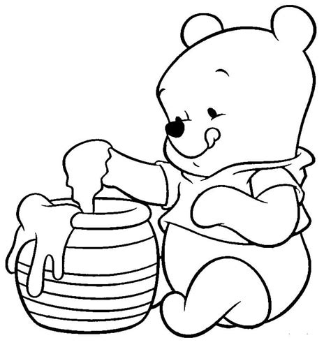 bebe winnie  pooh sentado  colorear imprimir  dibujar