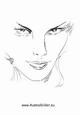 Frauengesicht Ausmalbild Gesichter Menschen Ausdrucken Kostenlos sketch template