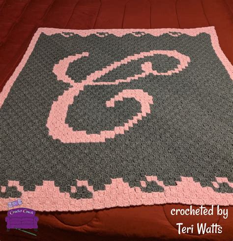 letter  baby blanket cc crochet pattern written row counts cc