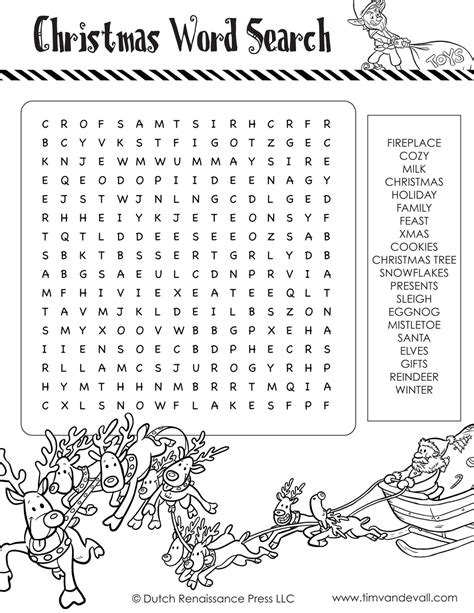 christmas word search black white tims printables