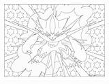 Zeraora Coloring Pokemon Mandala Windingpathsart sketch template