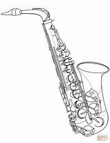 Coloring Saxophone Pages Printable Clarinet Music Supercoloring Drawing Instruments Template Categories sketch template