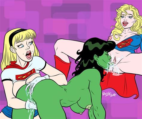 She Hulk Supergirl Sex Crossover Comic Book Lesbians Luscious