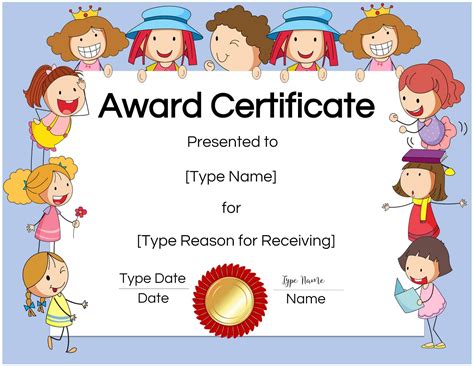 kid certificate templates  printable printable world holiday