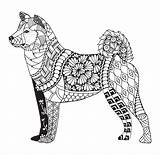 Akita Vector Stylized Dog Illustration Zentangle Freehand Pen Shutterstock Stock Zen Drawn Pencil Pattern Hand Coloring Welcome sketch template