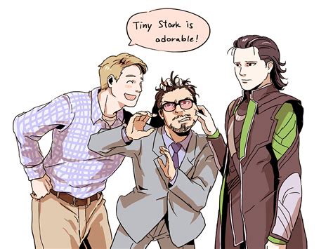 steve rogers tony stark and loki marvel and 2 more drawn by reducto