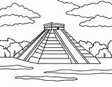 Pyramid Coloring Chichen Itza Temple Mexic Template Coloringcrew sketch template