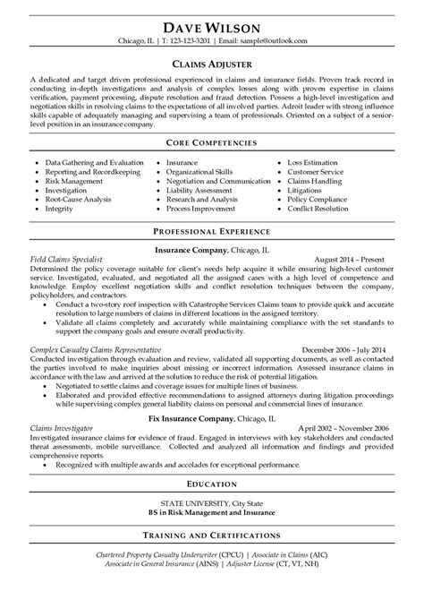 professional resume sample  claims adjuster resumegets