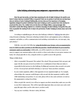 sample cyber bullying essay  lauren  tpt