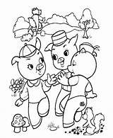 Coloring Pigs Little Three Pages Story Popular sketch template